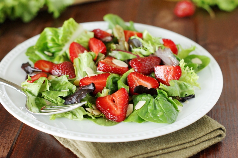 Strawberry & Greens Salad with Honey Vinaigrette The Kitchen is My Playground