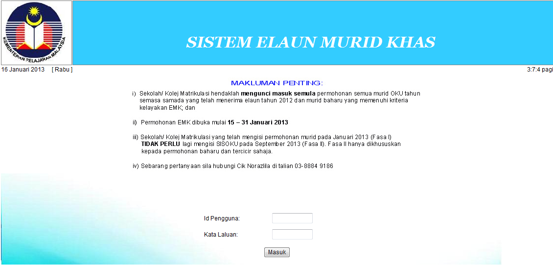 EMK) Melalui Sistem SISOKU Bagi Kategori Orang Kurang Upaya Tahun 2013