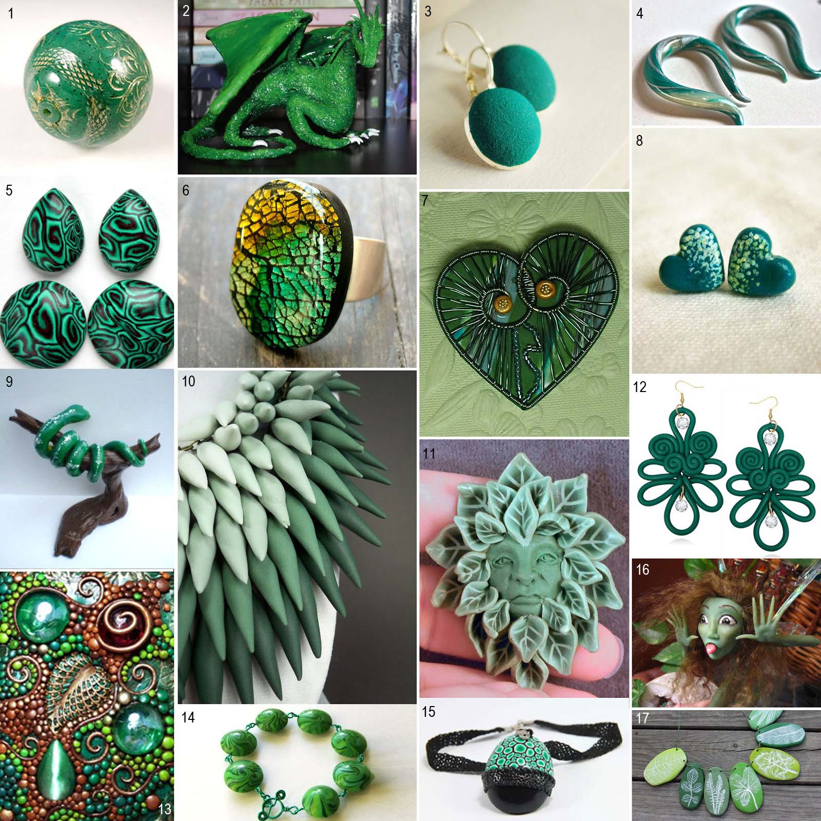 Polymer Clay Polyzine Spring Emeralds