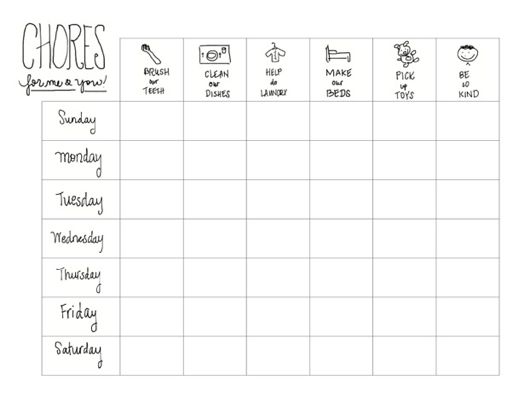 Toddler Chore Chart Printable With Pictures