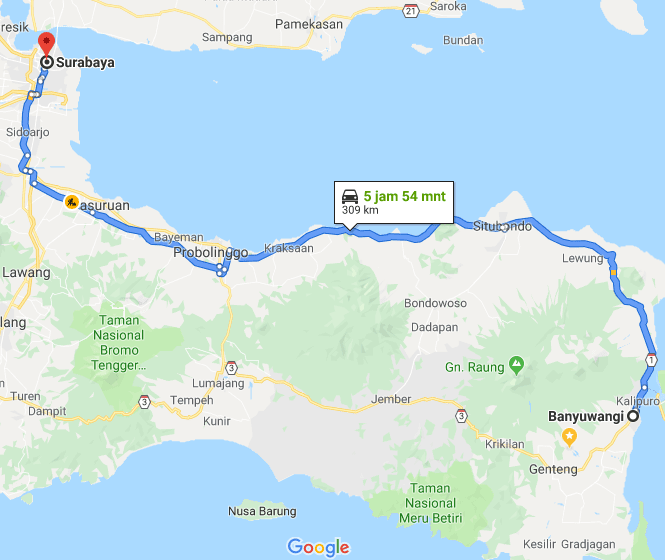 Travel Banyuwangi Surabaya via Situbondo