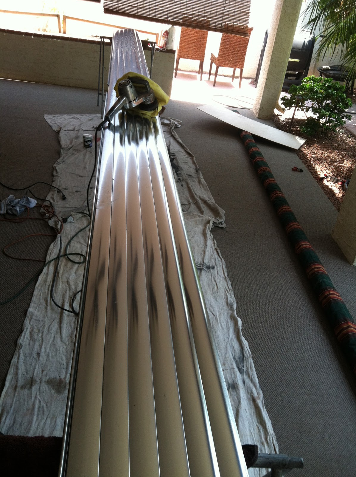 Airstream Renovation Airstream awning Installation with hood vent modification