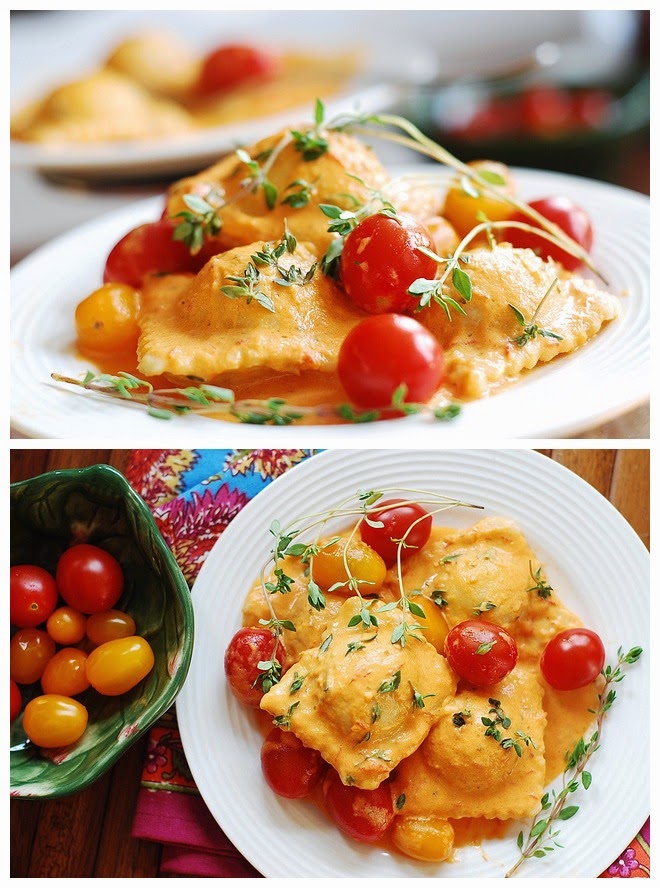 Ravioli with spinach and ricotta cheese filling, in tomato cream sauce Easy Food Recipe Blog