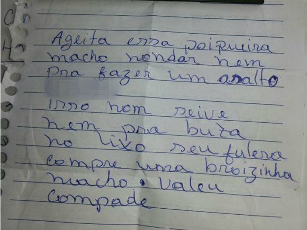 Indignado, ladrão devolve moto roubada junto com bilhete desaforado