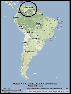 Mapa de Relieve. Ubicación de VENEZUELA en Sudamérica Mapa de Relieve. Ubicación de VENEZUELA en Sudamérica