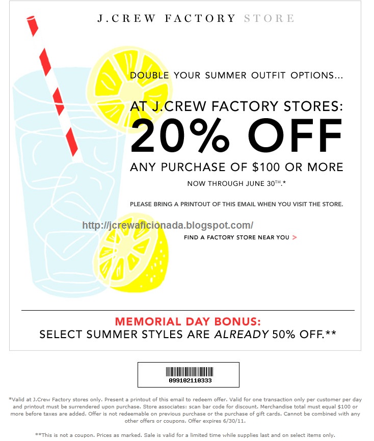 J Crew Factory In Store Coupon