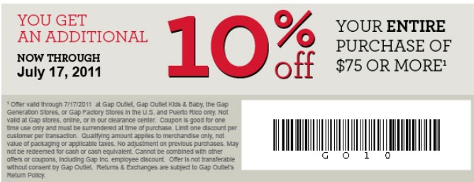 Gap outlet coupons october 2018