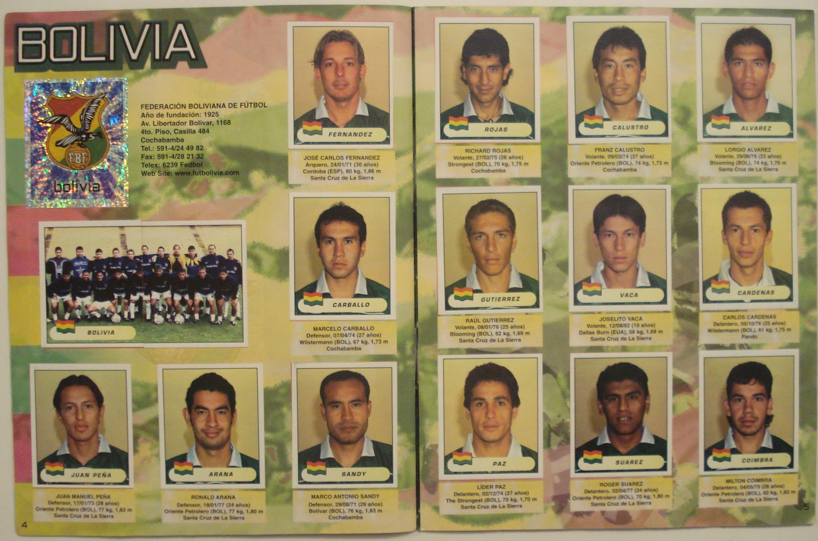 Paninista Copa América 2001