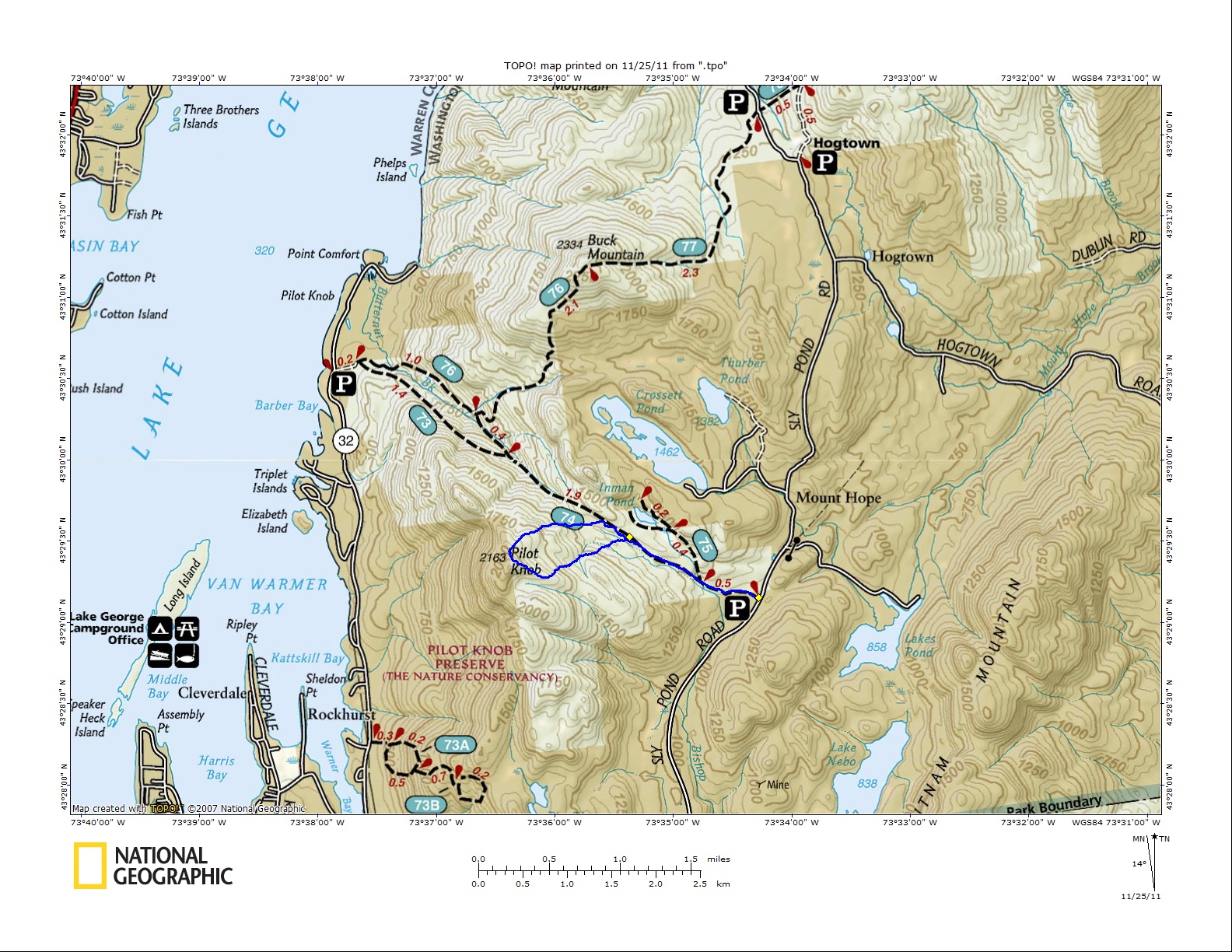Off on Adventure Pilot Knob Mountain 11/25/11