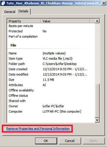 Remove Song Properties