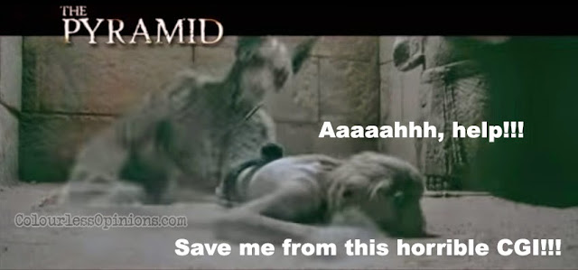 The creature, Anubis, is sort of revealed in the trailer itself. anubis mummy pyramid 2014 movie still horror meme