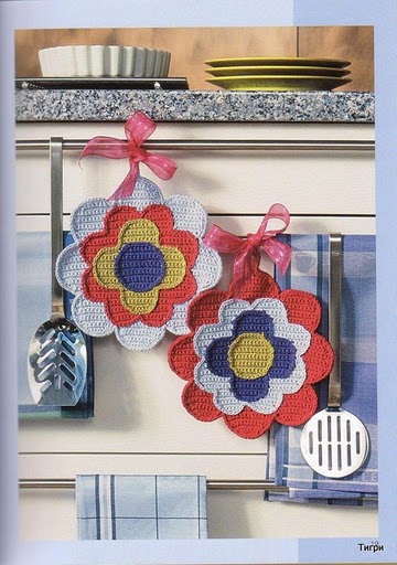 Esfregões em crochet com gráfico para enfeitar a sua cozinha