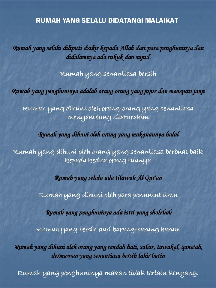 Bina Rumah Tangga: Rumah Yang Selalu Didatangi Malaikat