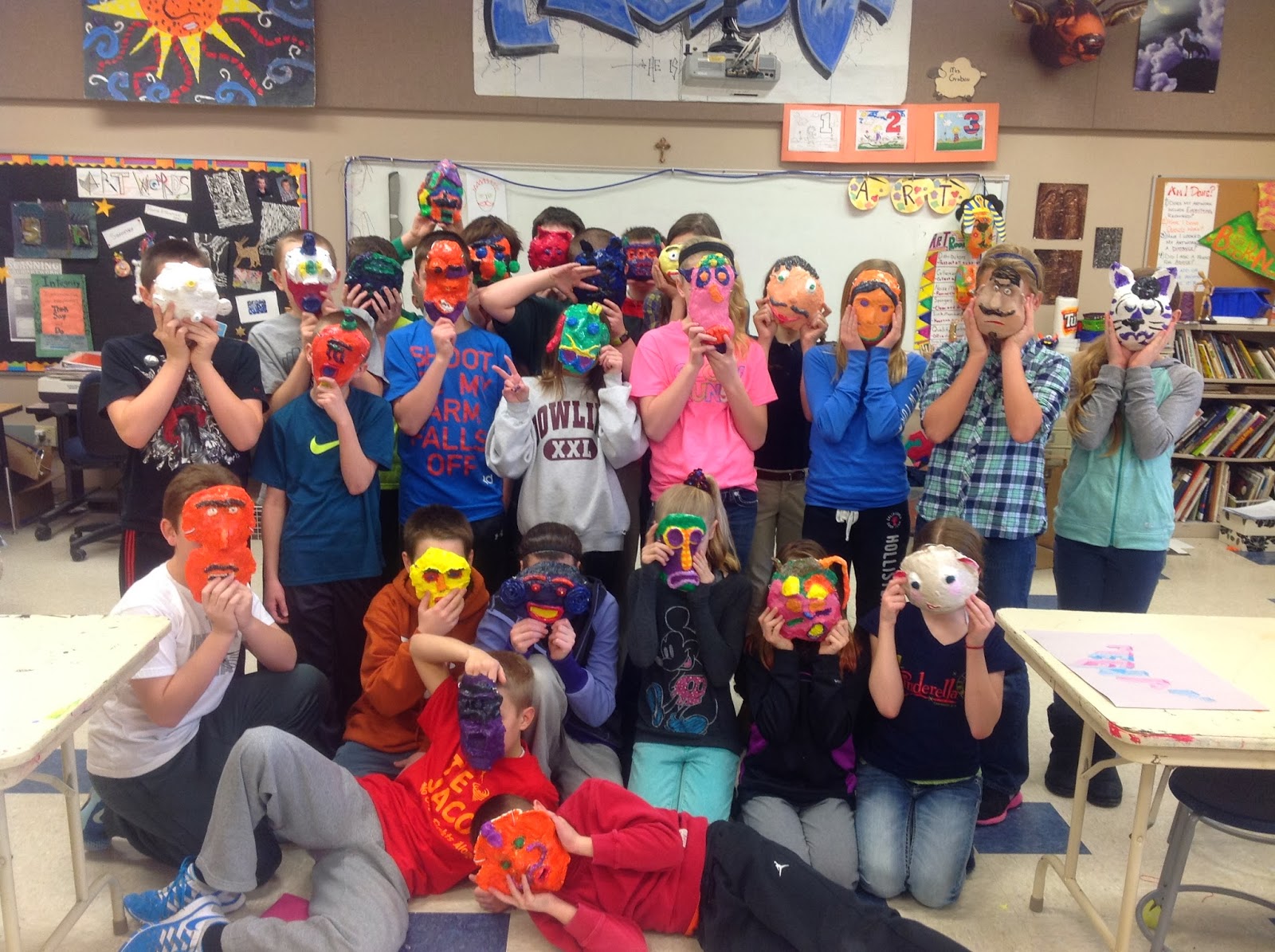 Sixth Grade Clay Mask Art Lesson- Class Photo Sixth Grade Clay Mask Art Lesson- Class Photo