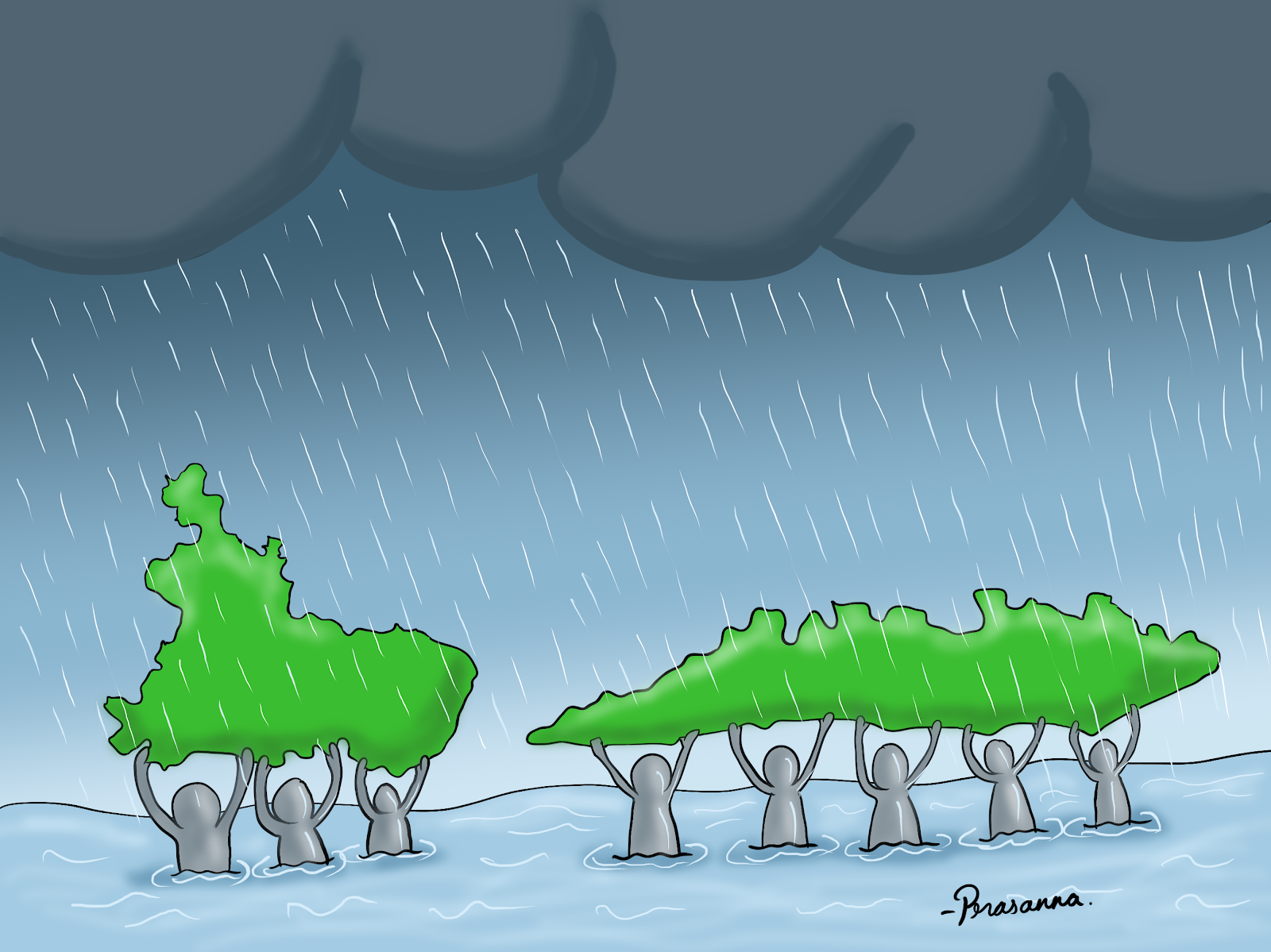 FreeSoulToons: Cartoon - Stay Afloat Kodagu and Kerala !