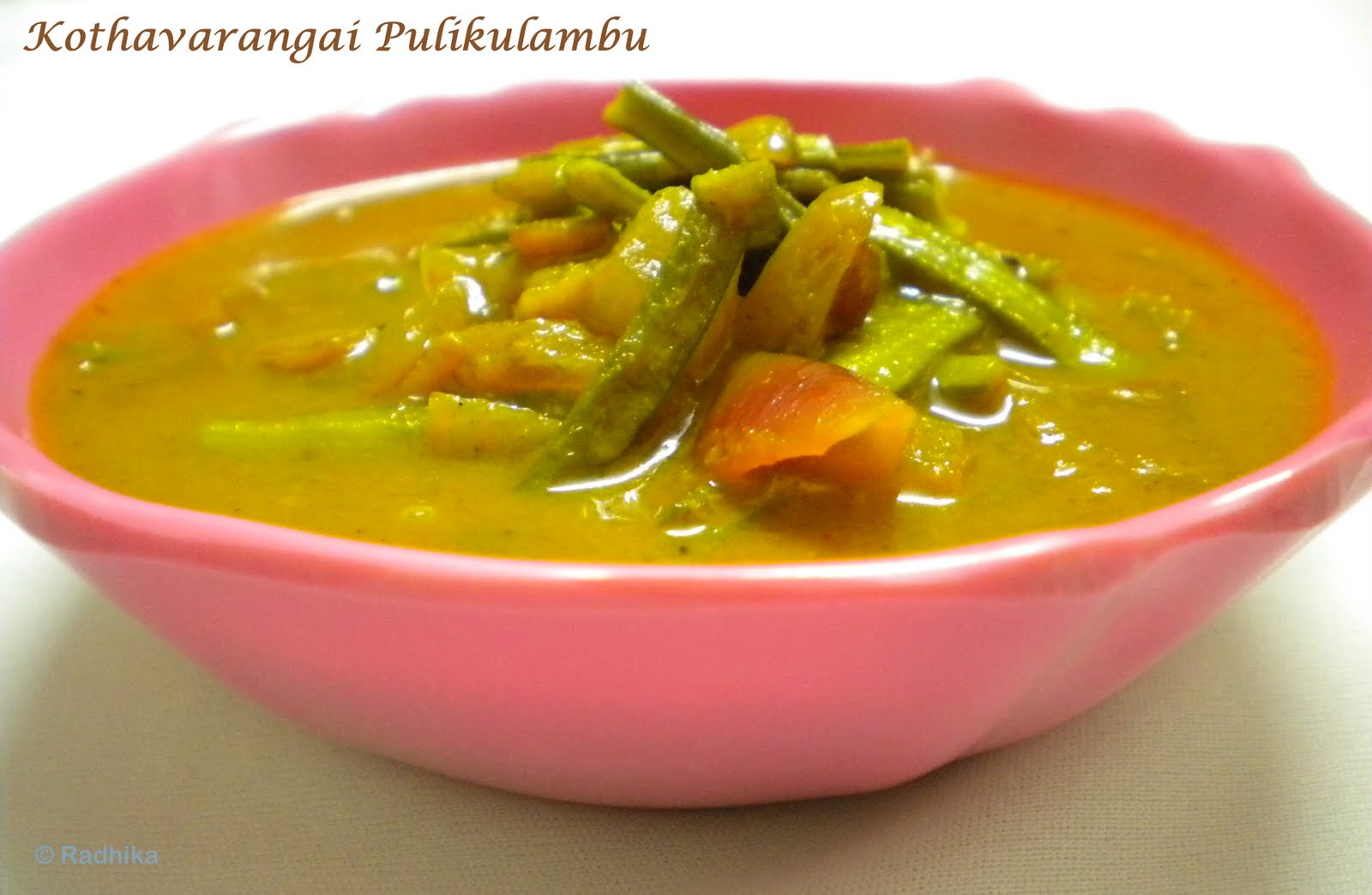 Kothavarangai Pulikulambu Cluster Beans spicy gravy Tickling Palates