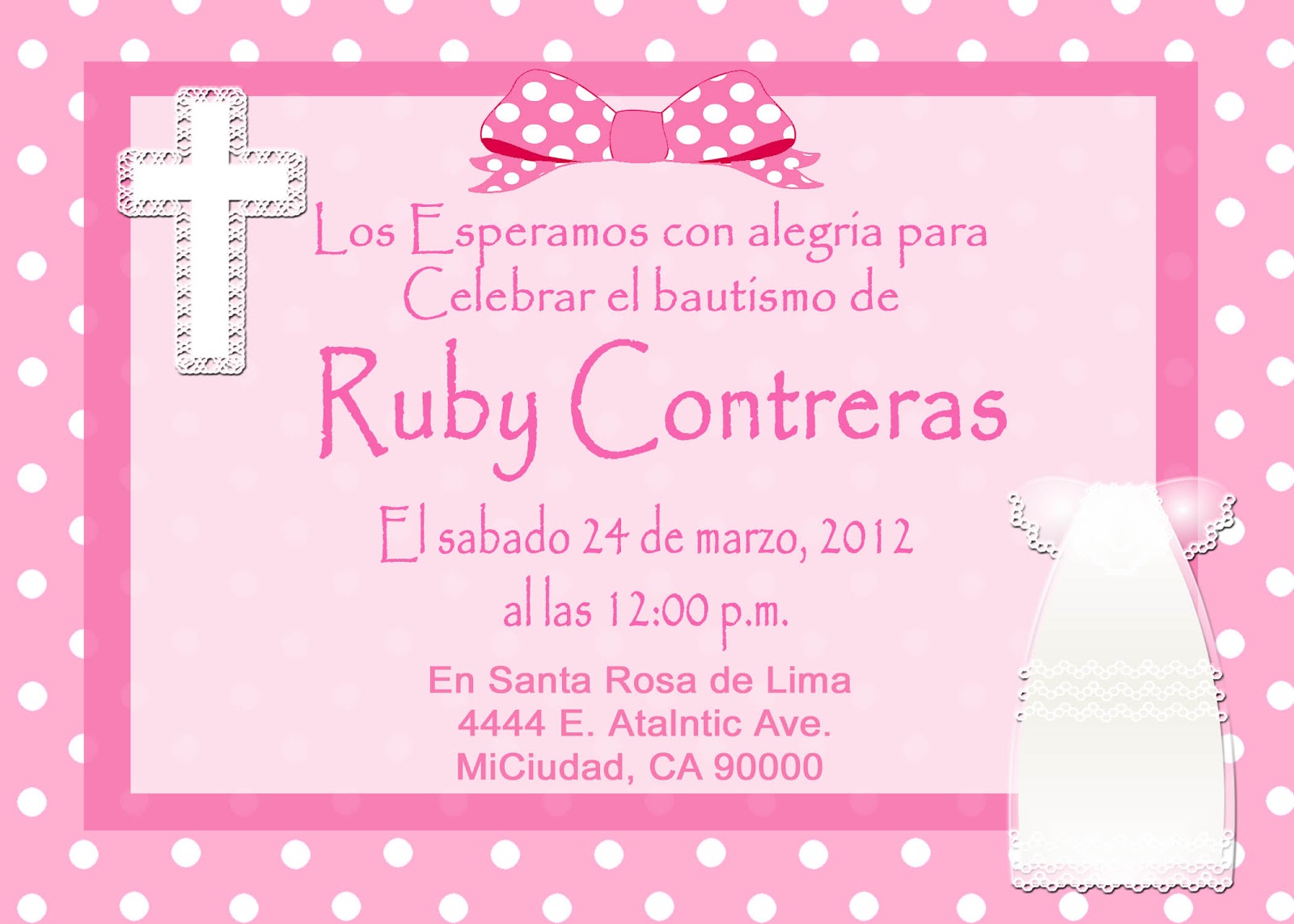 EJEMPLO DE INVITACIONES DE BAUTIZO ejemplo de invitaciones de bautizo: