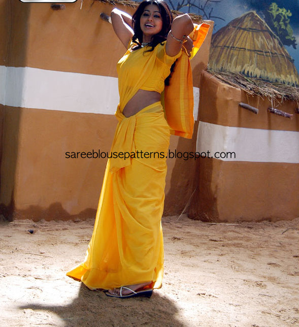 Sneha in Plain Yellow Saree Saree Blouse Patterns