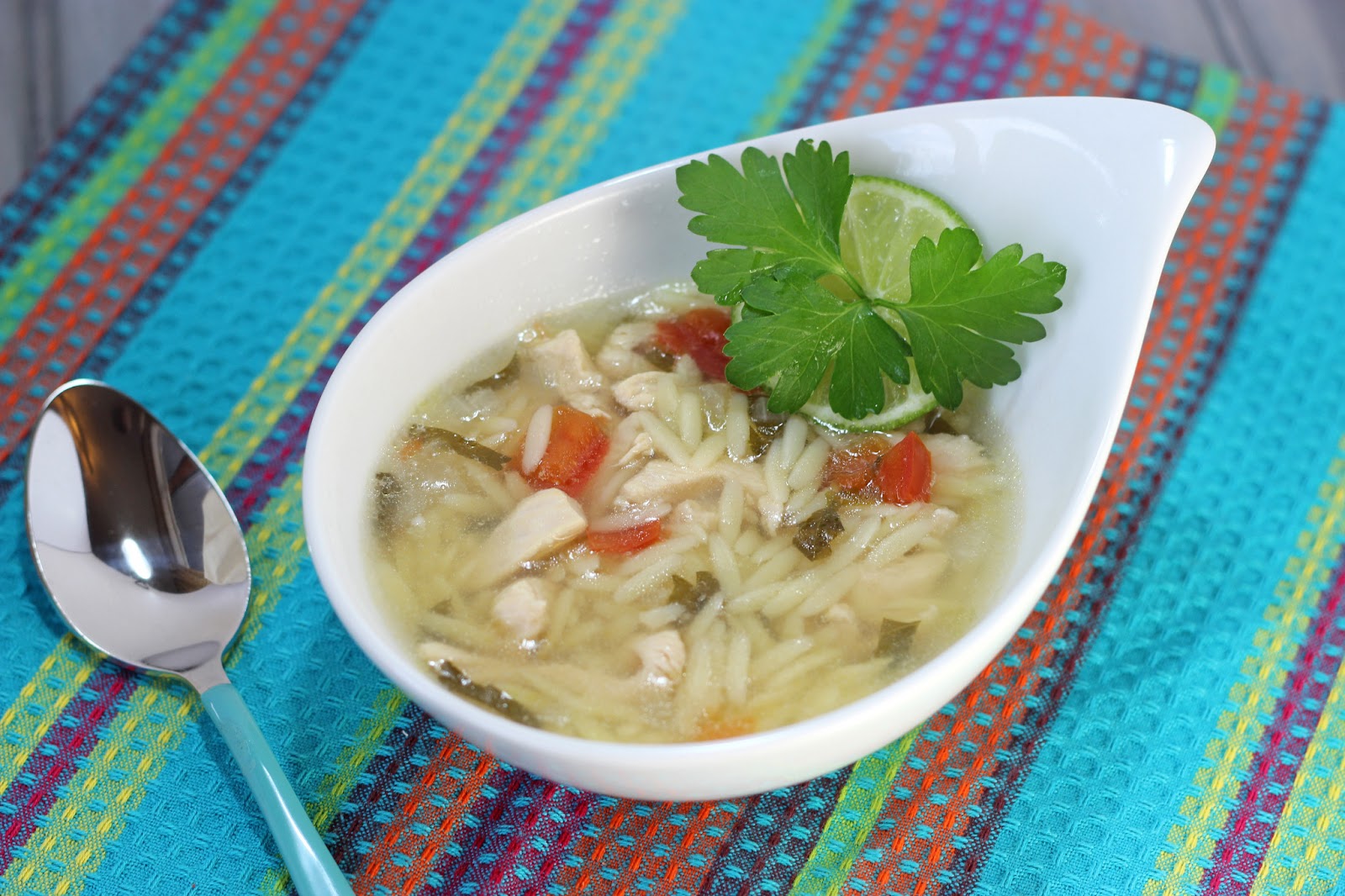 YucatanStyle Chicken, Lime and Orzo Soup Cooking on the Front Burner