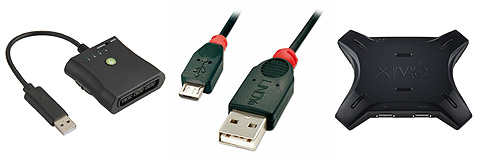 PS2 to Xbox 360 adapter, Lindy Mini USB cable and XIM4 adapter.