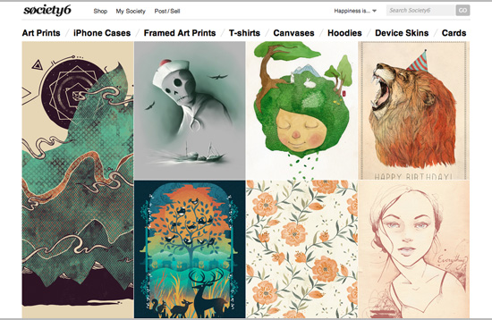 Society6 - online shop for creative illustration, design and products