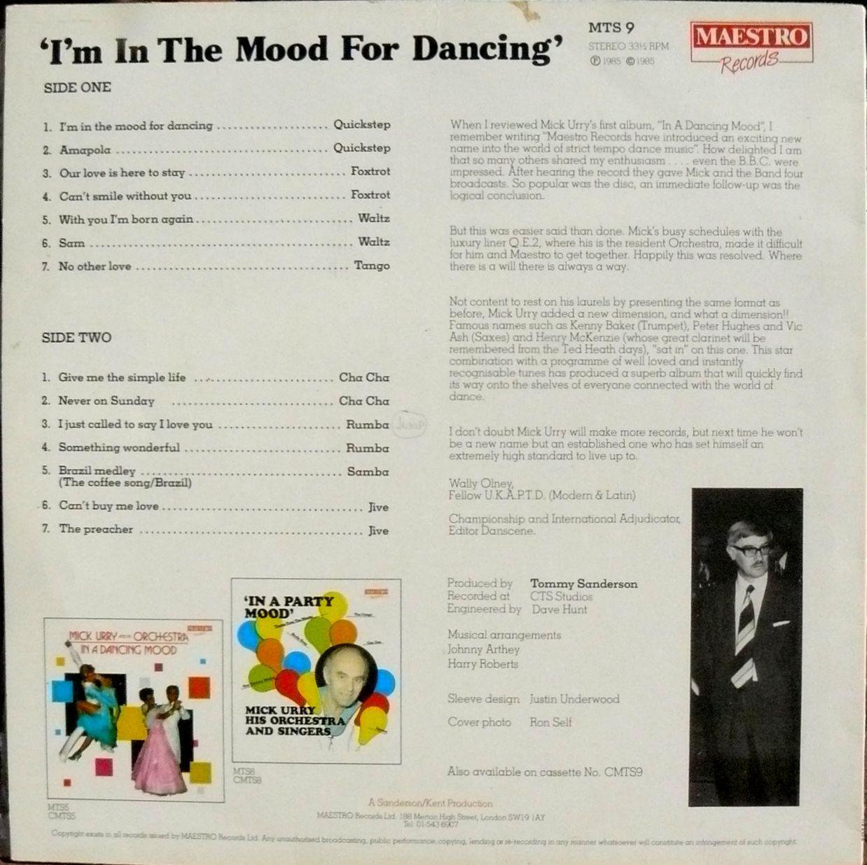 Easy Listening World I M In The Mood For Dancing Mick Urry His Orchestra 1985