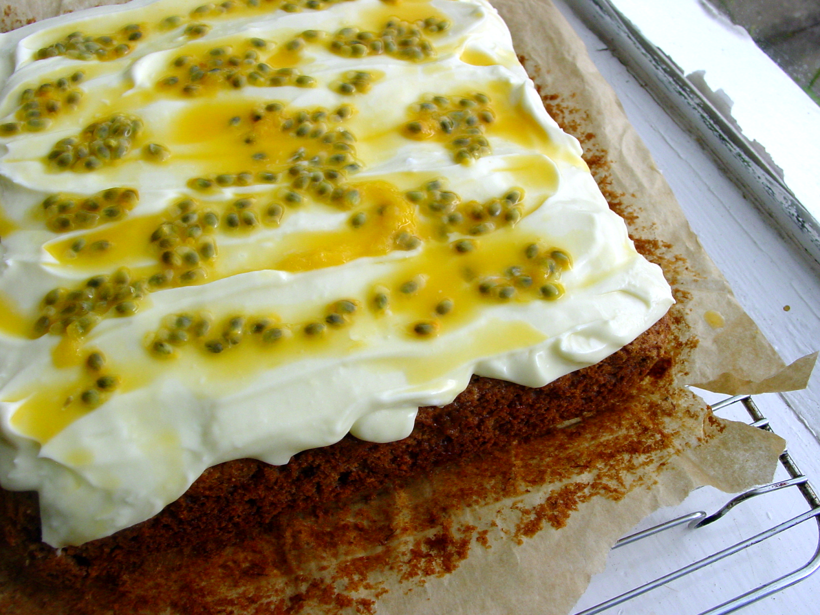 Banana and Passionfruit Cake with Coconut Cream Cheese Frosting Banana and Passionfruit Cake with Coconut Cream Cheese Frosting