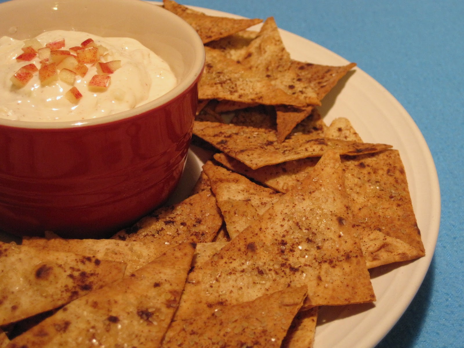 Cinnamon Sugar Lavash Chips and Cream Cheese Apple Dip Food for the