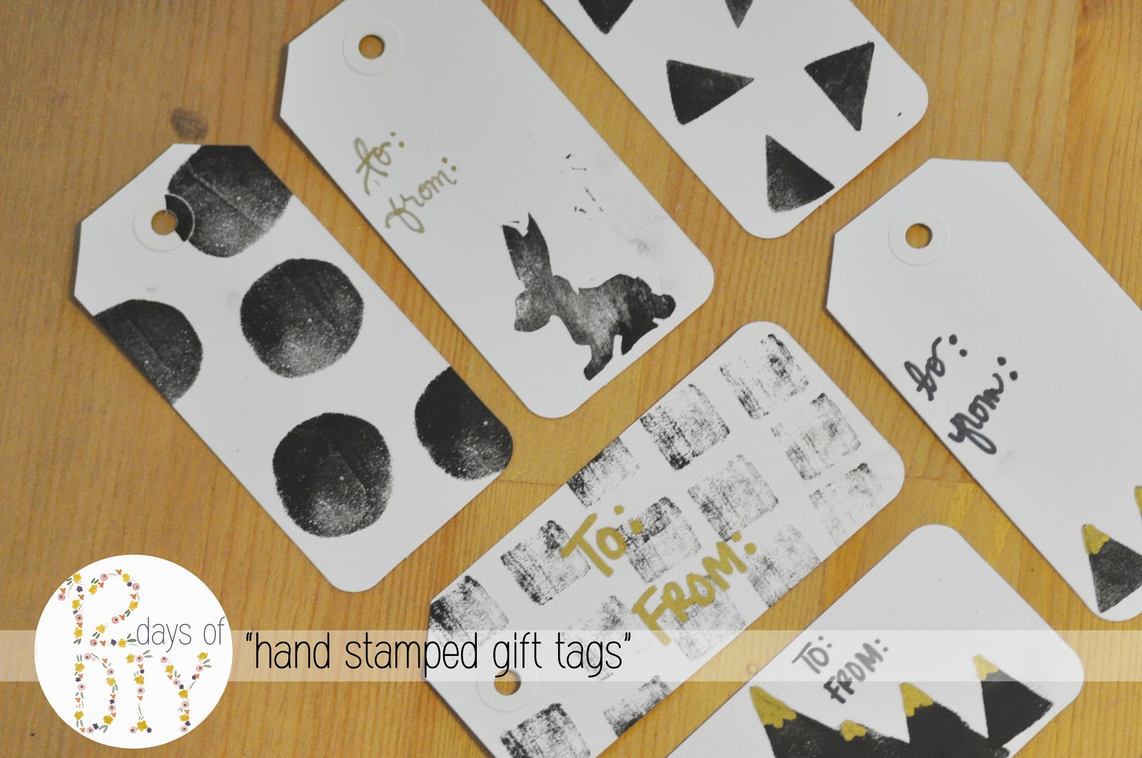 Pie N' the Sky 12 Days of DIY // hand stamped gift tags