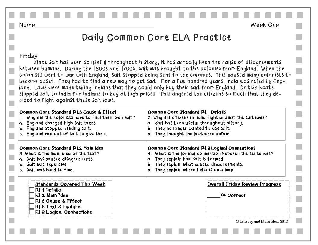 Worksheets Common Core Math Worksheets For 4th Grade literacy math ideas february 2013 five weeks of daily common core practice