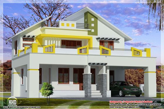 contemporary mix Kerala style home