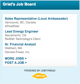 Grist job board with logo at bottom that looks like a flattened orange platypus