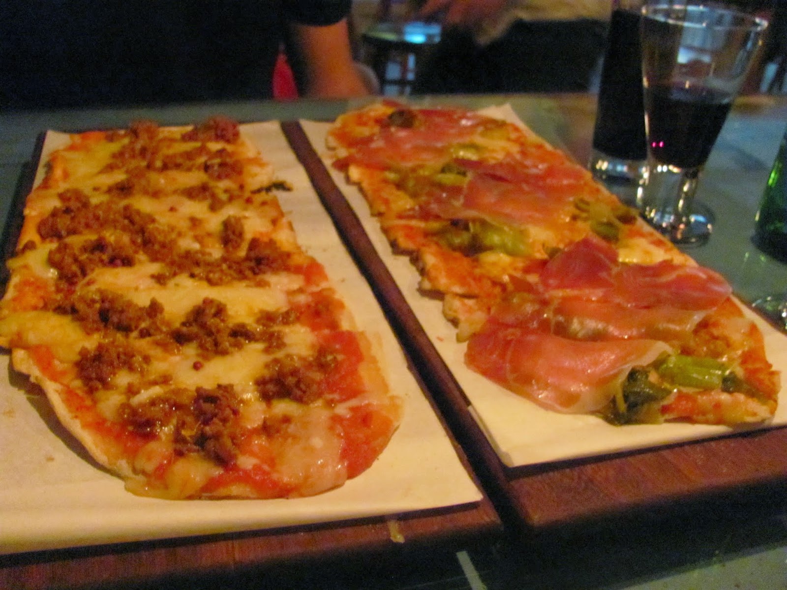 Chorizo with Pink Peppercorn and Serrano Ham and Leek Pizzas Chorizo with Pink Peppercorn and Serrano Ham and Leek Pizzas from Skinflint Dublin, Ireland