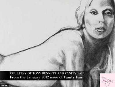 Lady Gaga posed NAKED Sketch by Tony Bennett Lady Gaga posed NAKED Sketch by Tony Bennett