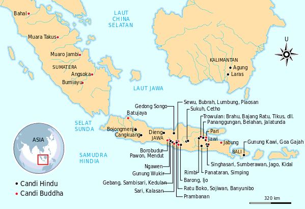 Perbedaan Candi di Jawa Tengah dan Jawa Timur serta Peta Persebaran