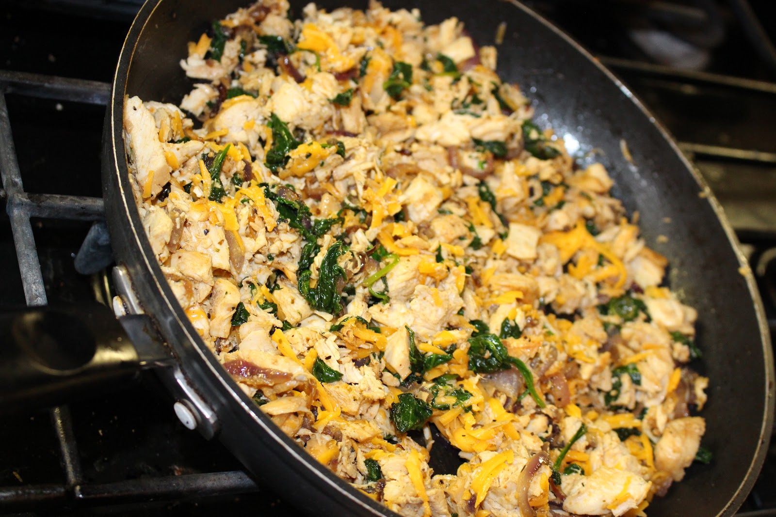 Jenn's Random Scraps Cheesy Chicken Spinach Enchiladas in Jalapeño
