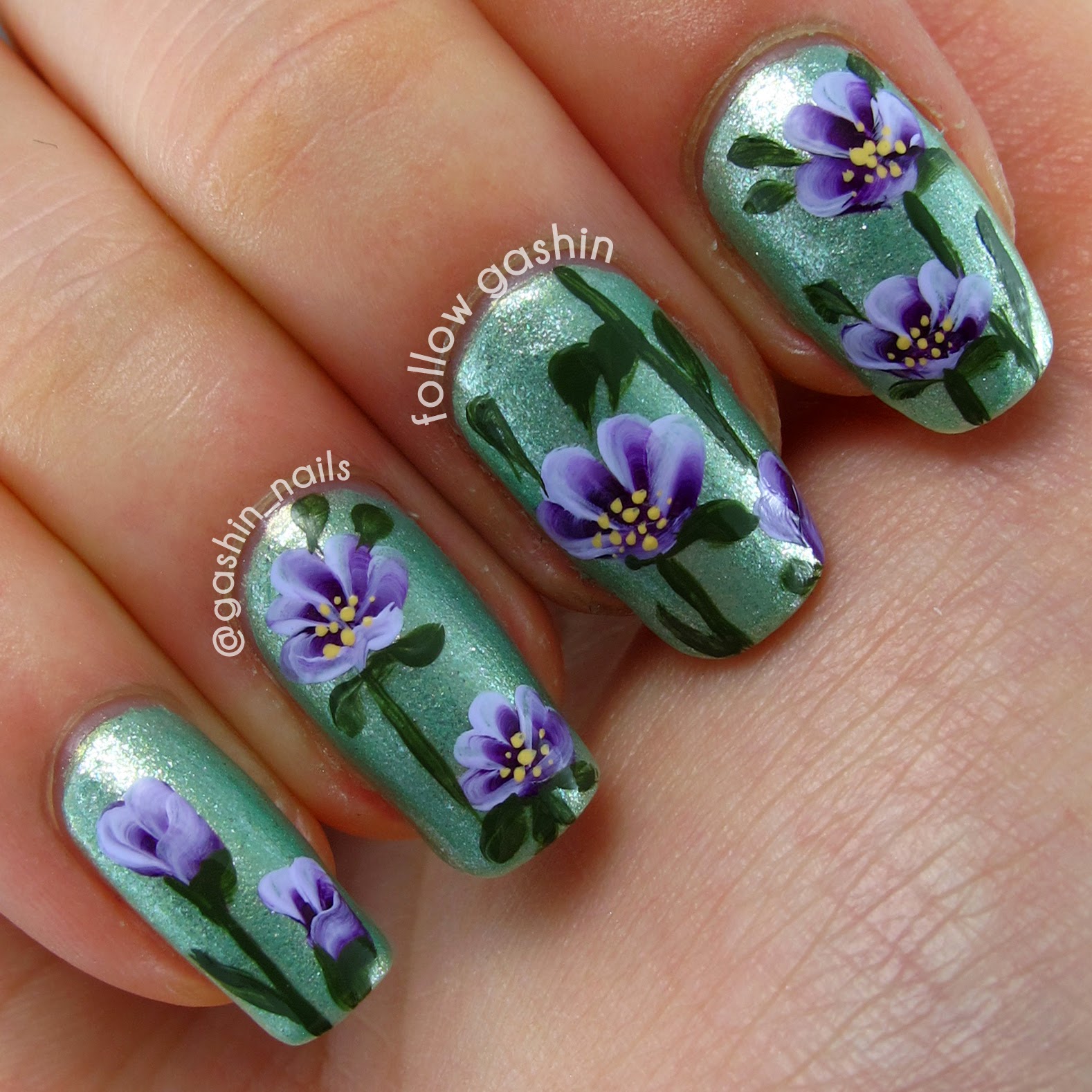 follow gashin Purple OneStroke Flowers