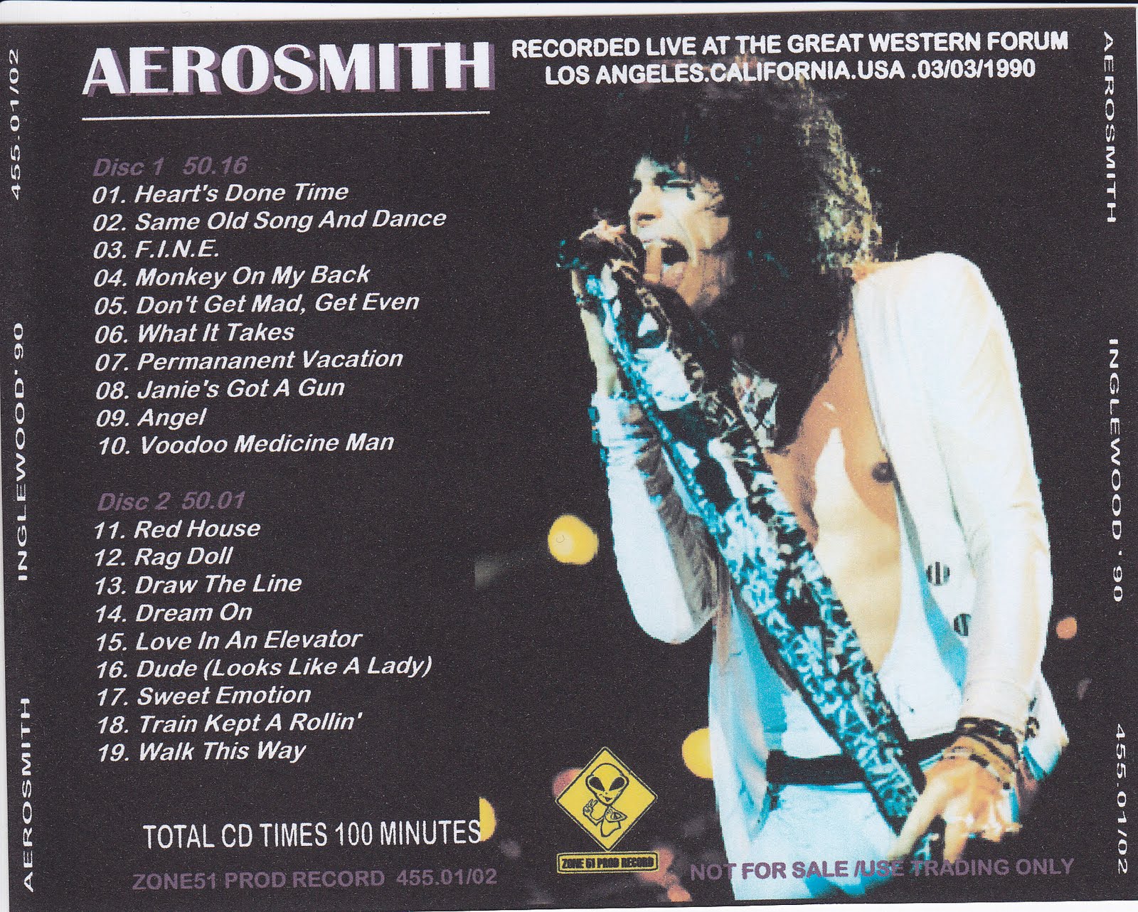 AEROSMITH BOOTLEGS COVER ARTS INGLEWOOD 90