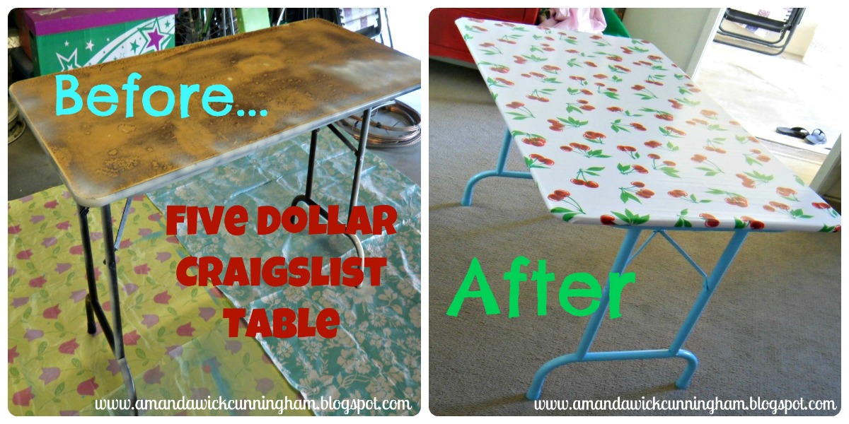 Kaleidoscope of Colors Before and After Five Dollar Craigslist Table