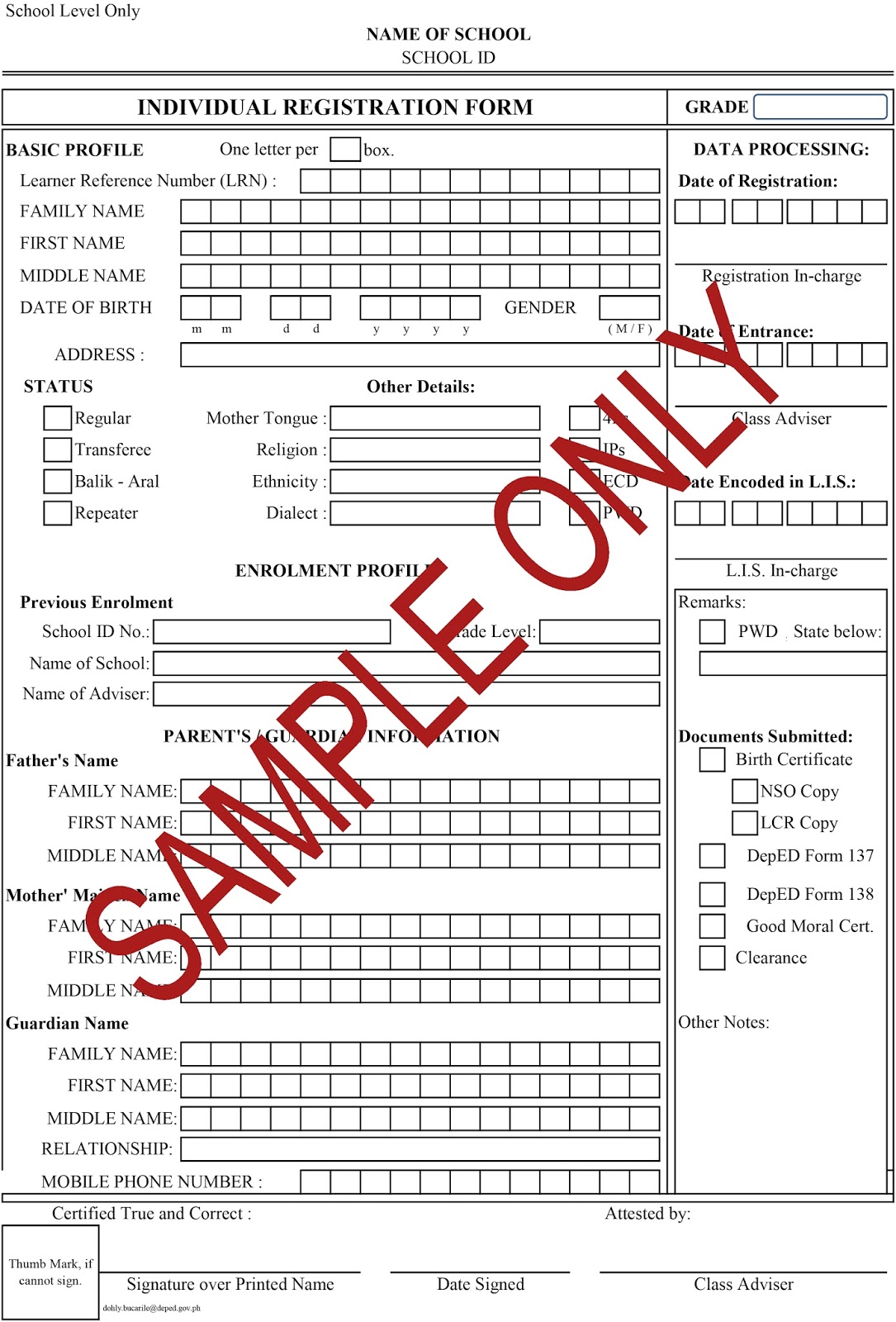registration form samples