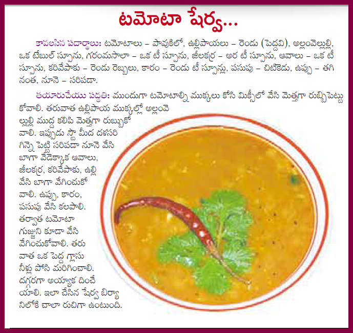 TELUGU WEB WORLD HEALTHY TOMATO SOUP / SHERWA GOOD FOR IDLI