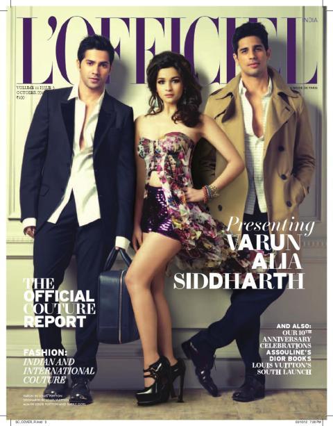 Varun, Alia and Siddharth on the cover of L'Officiel