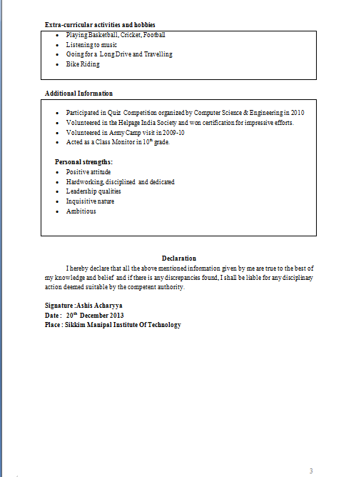 tabular cv sample