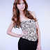 Model Htet Htet Win in Strapless Top Hollister & Short Skirt