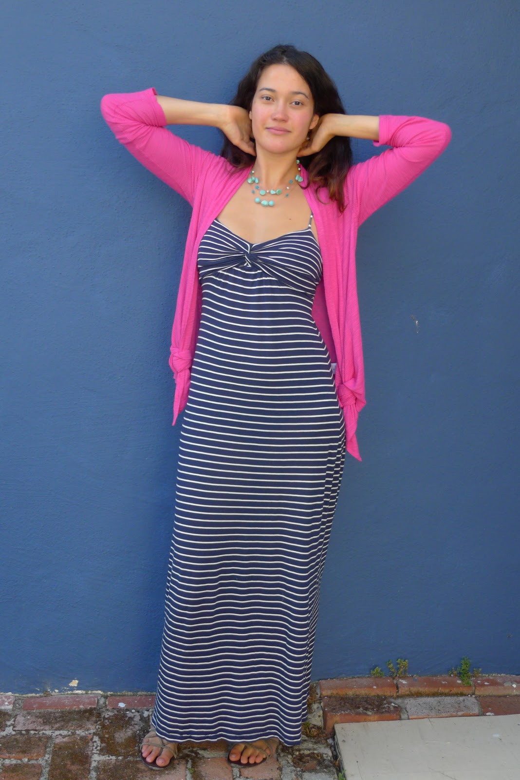 hot pink striped dress