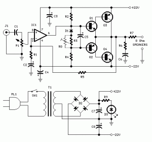 Skema Rangkaian Amplifier 18 Watt Audio dan Power Supply | Wiring