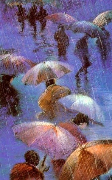 Blue Umbrellas by Carol Jessen