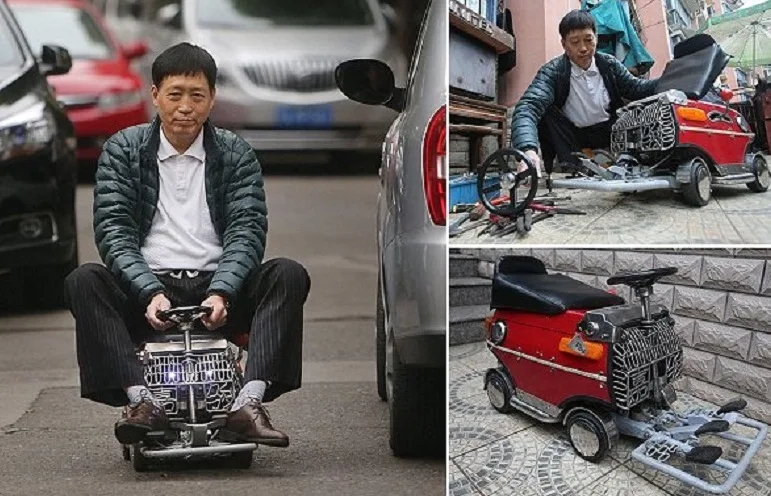 Seorang pria membuat mobil mini demi menghindari kemacetan