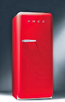red smeg refrigerator
