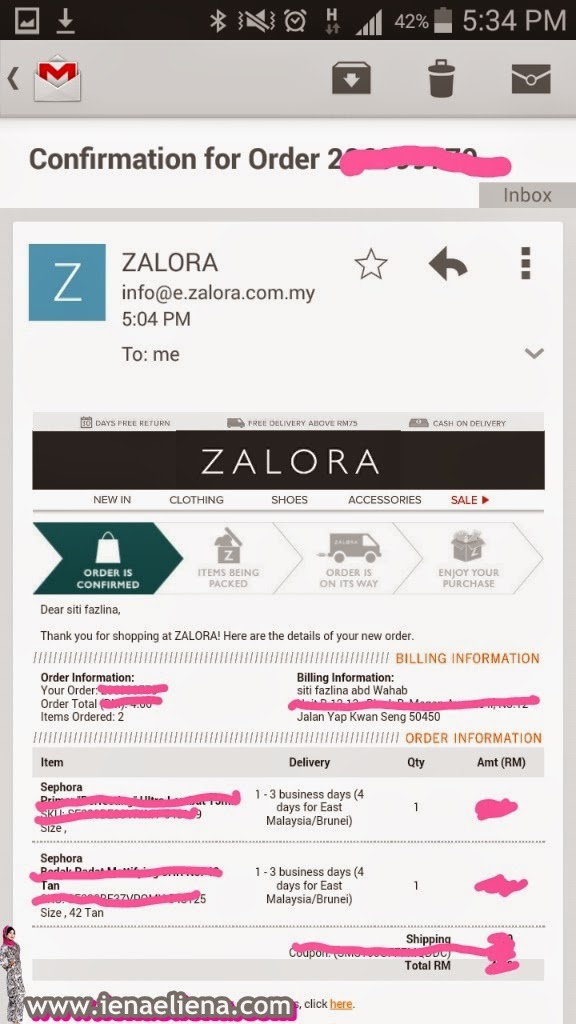 Online Shopping Sephora di Zalora Sebelum GST